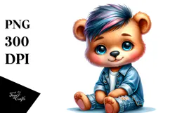 Vibrant Baby Bear with Cool Haircut PNG Product Image 1