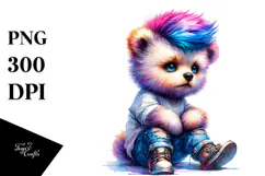 Vibrant Baby Bear with Cool Haircut PNG Product Image 1