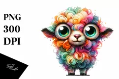 Colorful Baby Lamb | Crazy Eyes Clipart Product Image 1