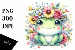 Pastel Flower Crown Frog | Sublimation | Clipart Product Image 3