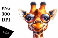 Funny Cute Giraffe Watercolor Sunglasses Smiling Product Image 1