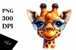 Funny Cute Giraffe Watercolor Sunglasses Smiling Product Image 3