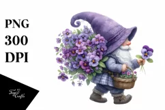detailed Violet Bouquet Watercolor Clipart Product Image 1