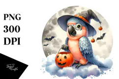 Cute Baby Macaw on Cloud for Halloween PNG Product Image 1