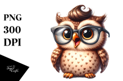 Watercolor Funny Owl Excited | Sublimation | Clipart Product Image 1