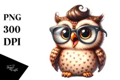 Watercolor Funny Owl Excited | Sublimation | Clipart Product Image 1