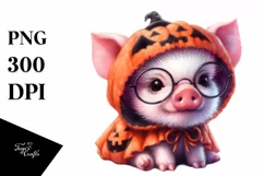 Halloween Baby Pig Watercolor Sticker | Sublimation | Product Image 1