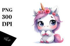 Funny Unicorn with Big Eyes, Transparent PNG Product Image 1