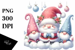 Vintage Santa with Gnomes, High-Res PNG Product Image 1