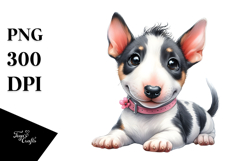 Watercolor Baby Cartoon Bull Terrier PNG Product Image 1