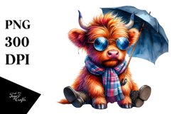 Vibrant Baby Highlandcow with Cool Haircut PNG Product Image 1
