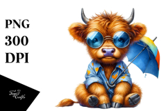 Vibrant Baby Highlandcow with Cool Haircut PNG Product Image 1