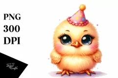 Cute Baby Chicken with Party Hat, PNG Product Image 3