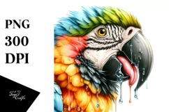 Funny Cute Macaw Watercolor Tongue Dripping Product Image 1
