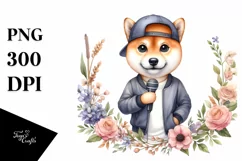 Shiba Inu Clipart with Floral Frame | Sublimation | Clipart Product Image 3