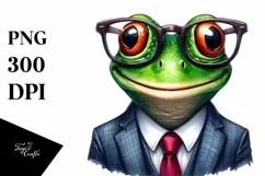 Funny Cute Frog Portrait Smiling | Watercolor Clipart Product Image 1