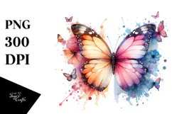 Cute Butterfly Splash Painting, PNG Product Image 1