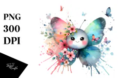 Cute Butterfly Splash Painting, PNG Product Image 1