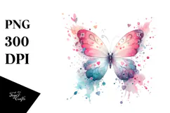 Cute Butterfly Splash Painting, PNG Product Image 1