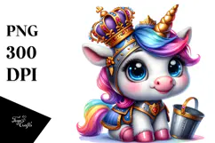 Goofy Unicorn with Knight's Helmet PNG Product Image 1