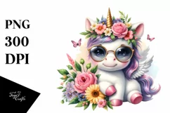 Cute Baby Unicorn with Sunglasses | Sublimation | Clipart Product Image 1