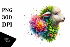 Abstract Vibrant Watercolor Lamb, Transparent PNG Product Image 1