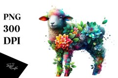 Abstract Vibrant Watercolor Lamb, Transparent PNG Product Image 3