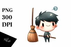 Funny Watercolor Broom | Sublimation | Clipart Product Image 1