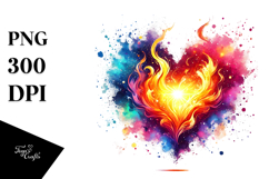 Colorful Fiery Heart Digital Painting PNG Product Image 1
