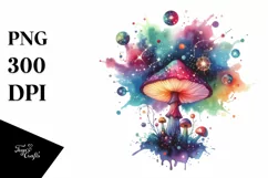 Colorful Watercolor Mushroom Splash | Clipart Product Image 3