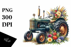 Watercolor Vintage Tractor USA Flag Product Image 3