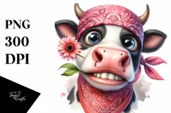 Expressive Watercolor Cow with Bandana | Sublimation | Product Image 3