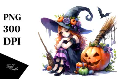 Simple Watercolor Witch for Halloween, 20 oz Tumbler Product Image 1