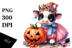 Cute Halloween Baby Cow | Sublimation | Clipart Product Image 1