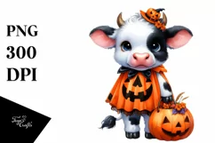Vibrant Cute Baby Cow Halloween | Clipart Product Image 3