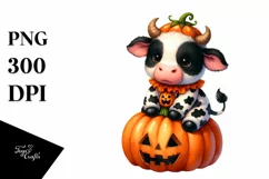 Vibrant Cute Baby Cow Halloween | Clipart Product Image 3