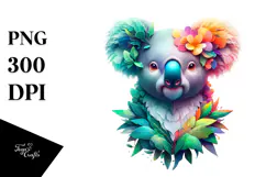 Vibrant Koala with 3D Floral Body PNG Product Image 1