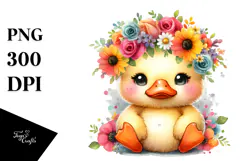 Cartoon-Style Sitting Duck Flower Crown | Clipart Product Image 1