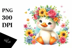 Cartoon-Style Sitting Duck Flower Crown | Clipart Product Image 1
