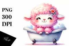 Colorful Baby Lamb Bathing | Clipart Product Image 3