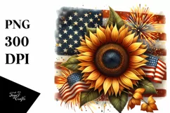 Vintage Sunflower Fireworks | Sublimation | Clipart Product Image 1
