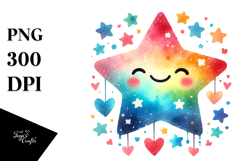 Star with Hearts Hanging from Cloud, Transparent PNG Product Image 1