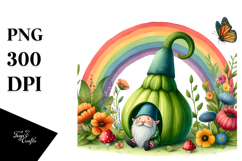 Gnome House Rainbow Colorful Bird Butterfly Vegetable | Product Image 1