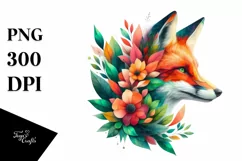 Abstract Vibrant Watercolor Fox, Transparent PNG Product Image 1