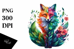 Abstract Vibrant Watercolor Fox, Transparent PNG Product Image 3