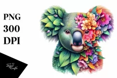 Abstract Vibrant Watercolor Koala, Transparent PNG Product Image 1