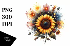 Vintage Sunflower Fireworks | Sublimation | Clipart Product Image 3