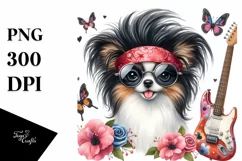 Funny Papillon Rock Star Clipart | Sublimation | Clipart Product Image 3