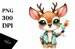 Cute Deer Big Eyes Beach | Clipart Product Image 1