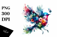 Flower Bird Abstract | Watercolor Clipart Product Image 1